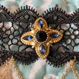 Necklace Choker - Victorian Black Lace - Goth 80s